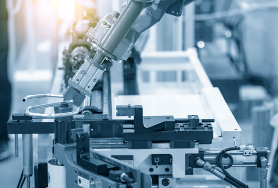 photo of a robotic arm on a manufacturing line, AI robot investment management